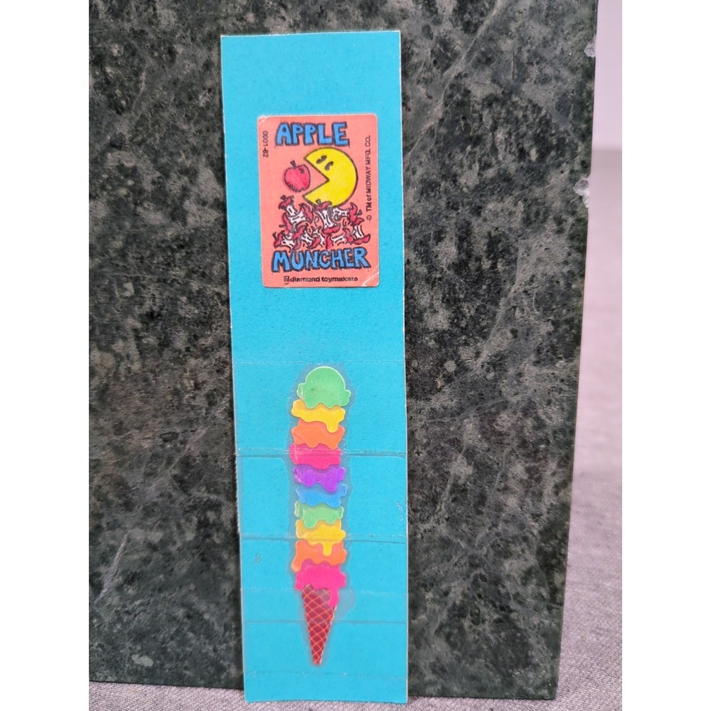Vintage Paper Bookmark Handmade by 80s Tween with Pac Man Lisa Frank Stickers‎